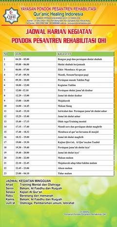 Jadwal Harian Kegiatan Pondok Pesantren Rehabilitasi QHI